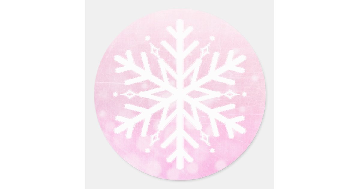 Pink Christmas Snowflake Classic Round Sticker | Zazzle