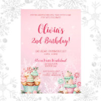 Pink Christmas Snowflake Cupcake 2nd Birthday