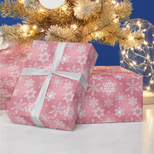 Pink Christmas Snowflake holiday wrapping paper
