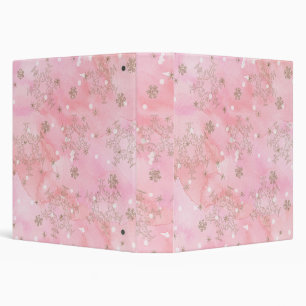Pink Christmas Snowflakes Boho Pattern 3 Ring Binder