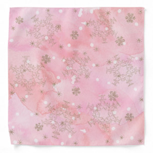 Pink Christmas Snowflakes Boho Pattern Bandana