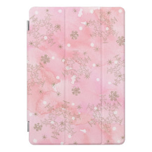 Pink Christmas Snowflakes Boho Pattern iPad Pro Cover