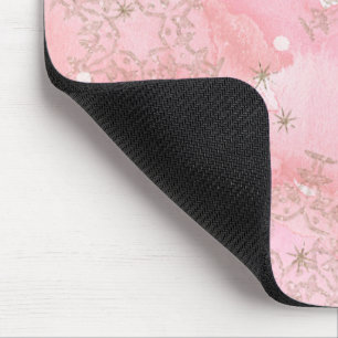 Pink Christmas Snowflakes Boho Pattern Mouse Pad