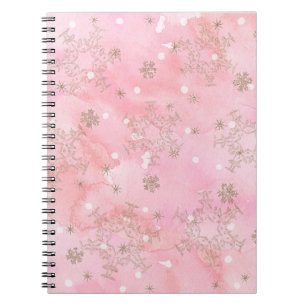Pink Christmas Snowflakes Boho Pattern Notebook