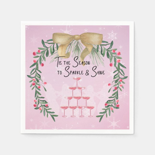Pink Christmas Sparkle and Shine Napkins (Front)