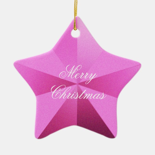 Pink Christmas Star Ornament Customizable (Front)