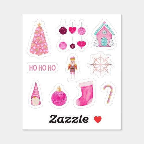 Pink Christmas Stickers