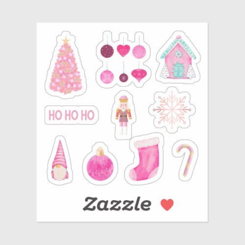 Pink Christmas Stickers