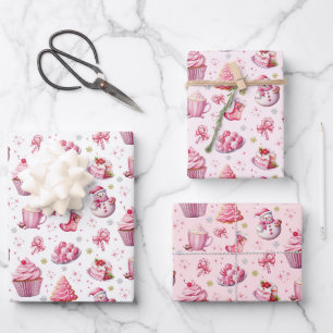 Pink Christmas Sweet Cute Fun Wrapping Paper Sheets