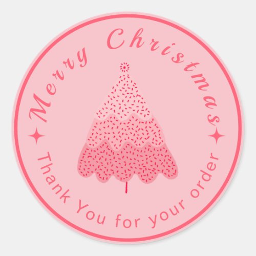 Pink Christmas Thank You Small Business  Classic Round Sticker