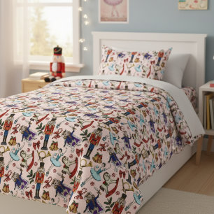 Pink Christmas The Nutcracker Ballet Kids Duvet Cover