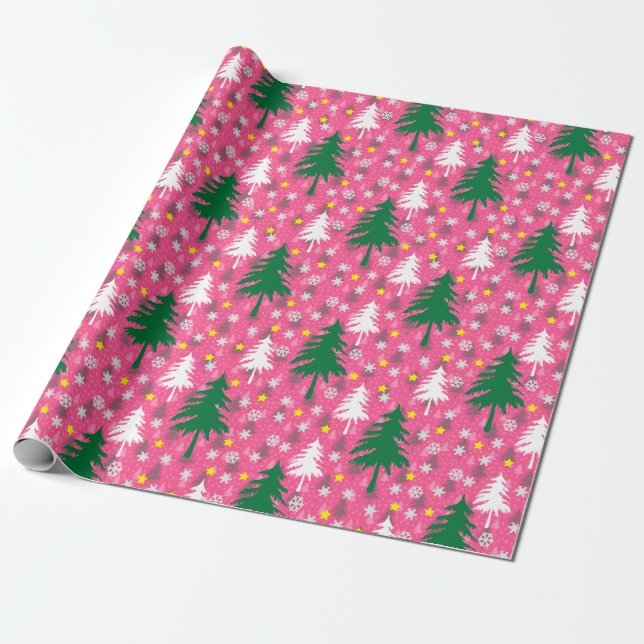 Pink Christmas Themed Wrapping Paper (Unrolled)