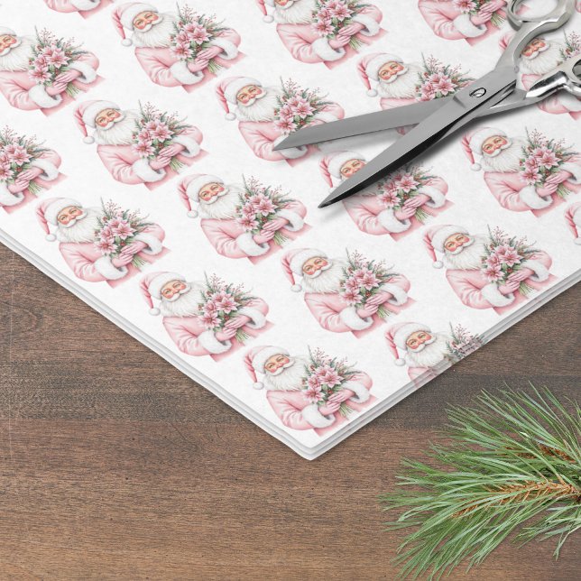 Pink Christmas Tissue Paper (Santa Claus Pink Christmas Tissue Paper)