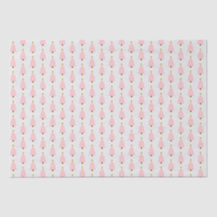Pink Christmas Tree and Golden Star Tissue Paper