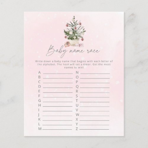 Pink christmas tree baby name race game