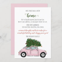 Pink Christmas Tree Car We've Moved Holiday Cards