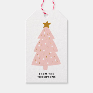 Pink Christmas Tree Christmas Gift  Gift Tags