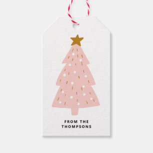 Pink Christmas Tree Christmas Gift  Tags