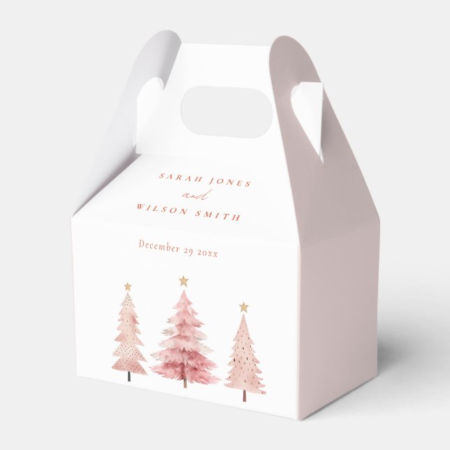 Pink Christmas Tree Christmas Party Favor Box (Front Side)