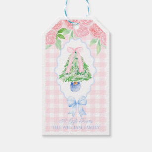 Pink Christmas Tree Christmas Personalized Gift Tags