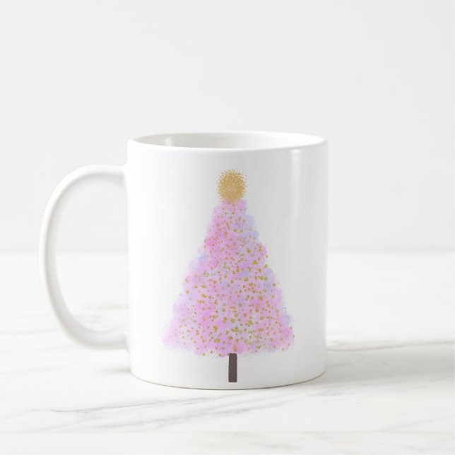 Pink christmas tree coffee mug (Left)