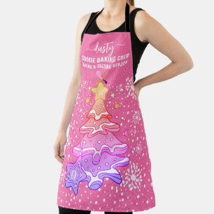 Pink Christmas Tree Cookie Baking Crew Snowflakes Apron