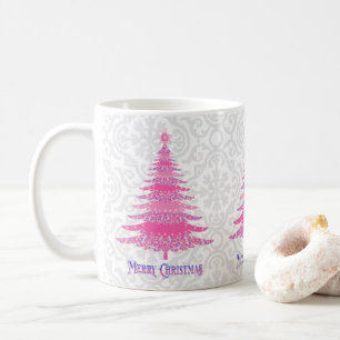 Pink Christmas Tree Elegant Modern Coffee Mug