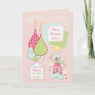 Pink Christmas tree from our house Holiday Card