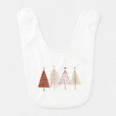 Pink Christmas Holiday tree Baby Bib | Zazzle