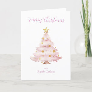Pink Christmas Tree Holiday Card