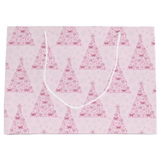 Pink Christmas Tree Large Gift Bag