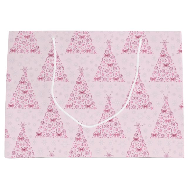 Pink Christmas Tree Large Gift Bag (Front)