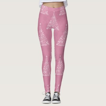 Pink Christmas Tree Leggings by funnychristmas at Zazzle
