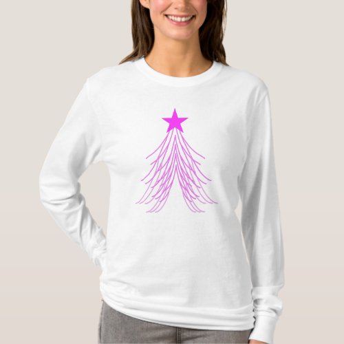 Pink Christmas Tree Long Sleeve T_Shirt