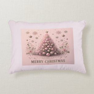 Pink Christmas Tree Merry Christmas Accent Pillow