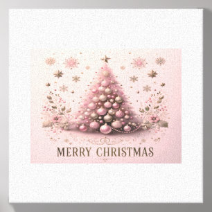 Pink Christmas Tree Merry Christmas Blush Canvas Photo Tile