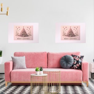 Pink Christmas Tree Merry Christmas Wall Art Sets