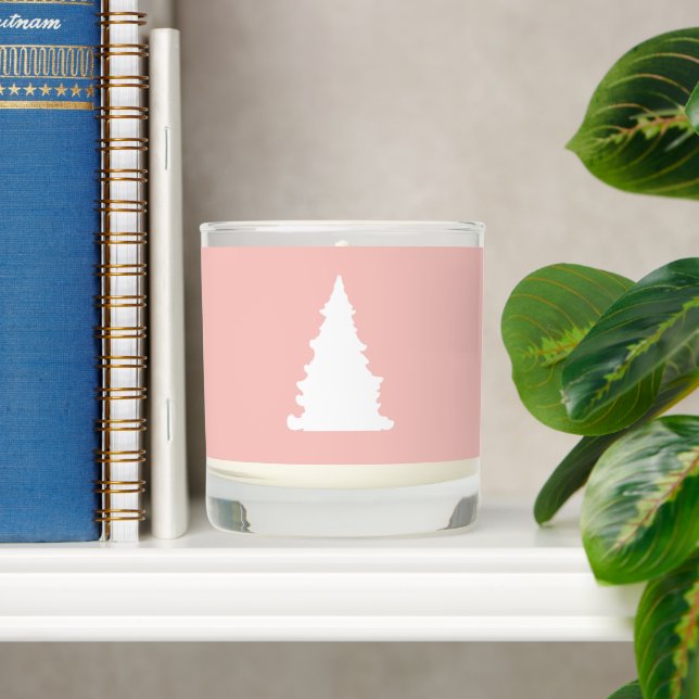 Pink Christmas tree minimalist silhouette Scented Candle (Shelf)