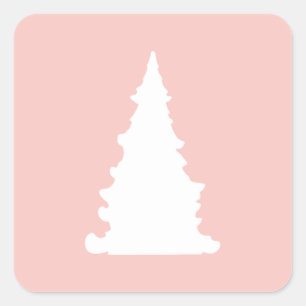Pink Christmas tree minimalist silhouette Square Sticker