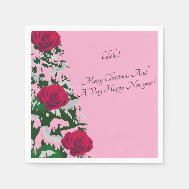 PINK CHRISTMAS TREE  NAPKINS (Front)