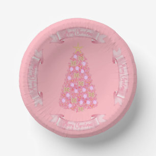 Pink Christmas Tree Paper Bowl