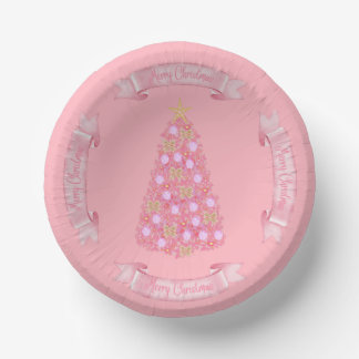 Pink Christmas Tree Paper Bowl