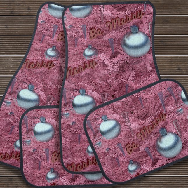 Pink Christmas Tree Pattern Festive Car Floor Mats (Are your dreaming of a pink Christmas? Just like the one you had last year? Fun and festive car mats)