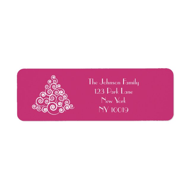 Pink Christmas Tree Personalized NameText Label (Front)