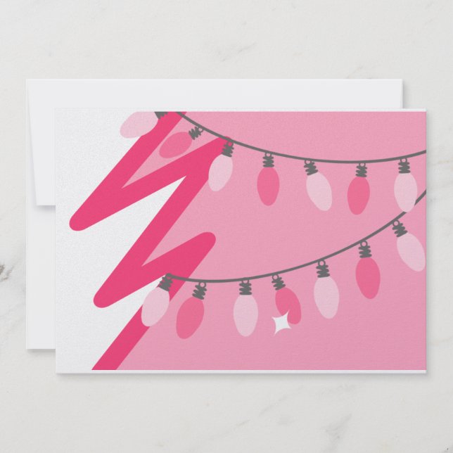 Pink Christmas Tree / Retro Lights Christmas Party Invitation (Front)