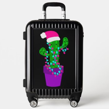 Pink Christmas Tree Santa Cactus Luggage by funnychristmas at Zazzle