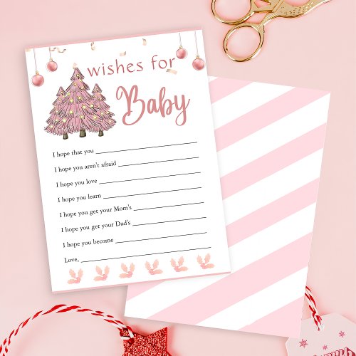 Pink Christmas Tree Santa Wishes for Baby Game Invitation