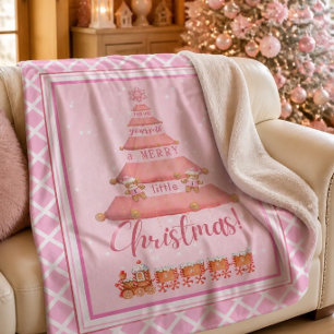 Pink Christmas Tree Sherpa Blanket