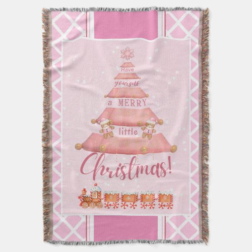 Pink Christmas Tree Throw Blanket
