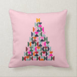 Pink Christmas Tree Throw Pillow<br><div class="desc">A cute Christmas tree in pink,  featuring abstract shapes with a mid century modern design. A festive and modern design for the Christmas season.</div>